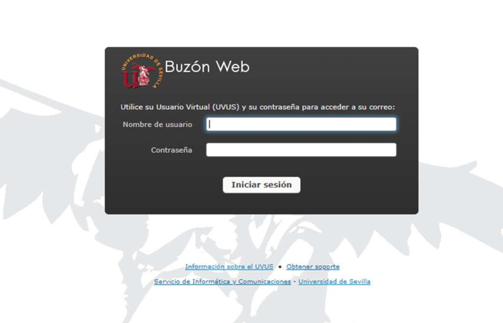 Correo corporativo buzonweb US es Universidad de Sevilla España