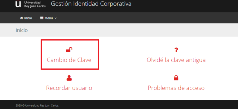 Cambio de contraseña URJC Universidad Rey Juan Carlos