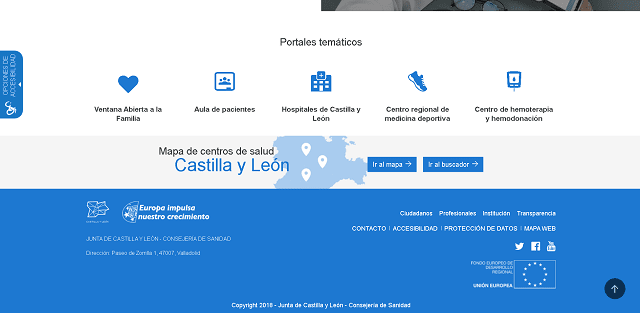 varias opciones en la pagina web del correo sacyl