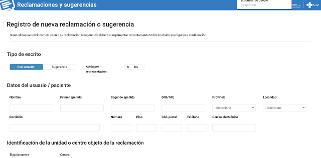 realizar una reclamacion o sugerencia del correo sacyl